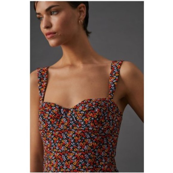 NWT - Hutch x Anthropologie Black Motif Ditsy Floral Corset Mini Dress -XL - Picture 2 of 3